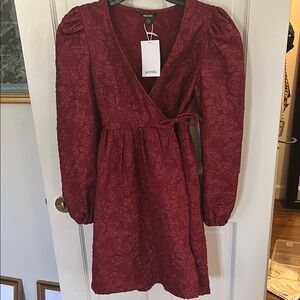 Monki Red Puff Sleeve Wrap Dress